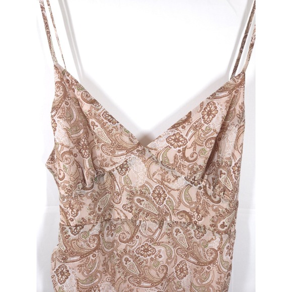 Versona Womens Paisley Midi Dress M Boho Chic Ruched Spaghetti Strap Retro‎ - Picture 4 of 14